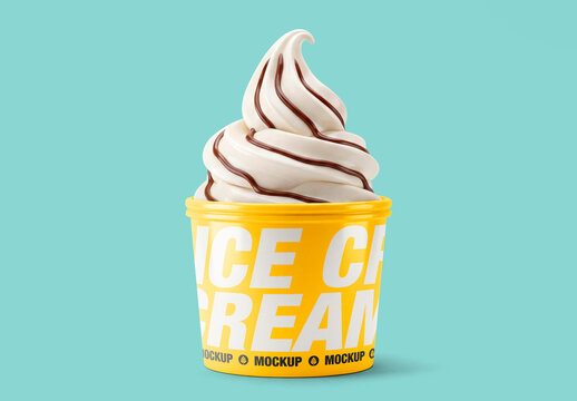 Soft serve ice cream cup mockup