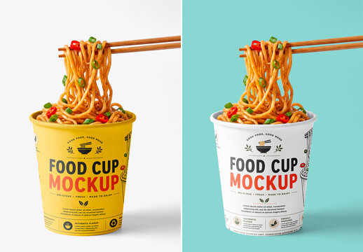 Noodle takeout cup with chopsticks