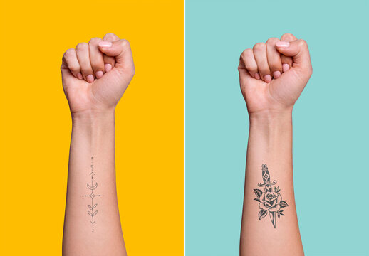 Minimal forearm tattoo mockup