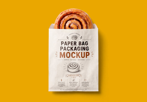 Cinnamon roll paper bag mockup