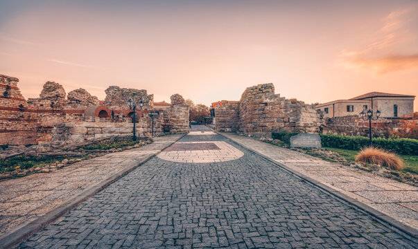 Ancient ruins in the old town of Nesebar, Bulgaria