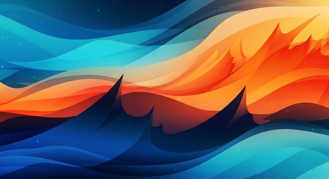 Stylized flame waves rising over abstract ocean background