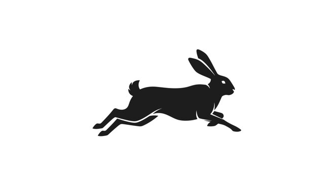Running Rabbit Silhouette: Vector Animal Icon