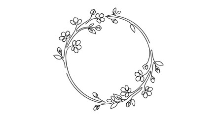 Spring cherry blossom branch decorative frame © vladbokii