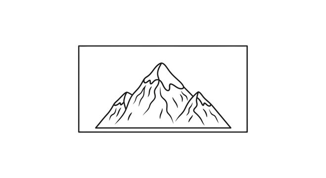 Minimalist mountain range outline, simple geometric peaks, black and white landscape illustration