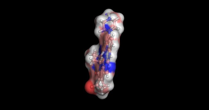 Palbociclib, small-molecule selective cyclin-dependent kinase 4 and 6 inhibitor for oncology, 3D molecule spinning, 4K