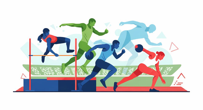 Athletes competing in track and field event