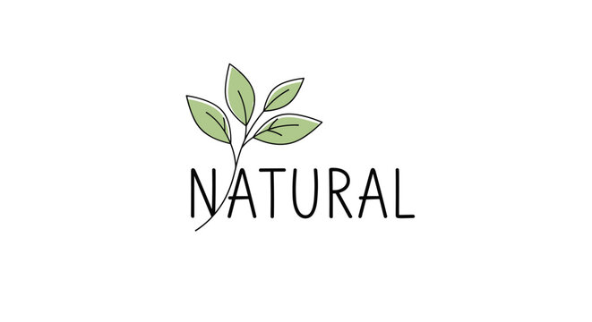 Minimalist natural logo featuring a delicate hand drawn green leafy branch above black serif text on a clean white background for brands.