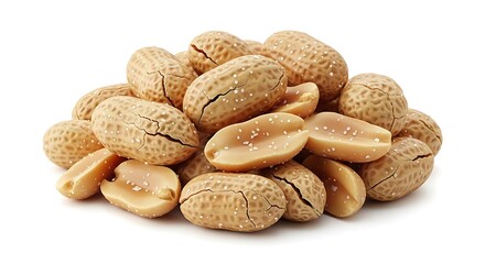Obraz premium Pile of Raw Peanuts on White Background