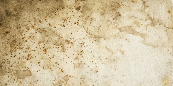 A grunge texture of old, stained parchment, showcasing a mottled pattern of brown spots and faded watermarks, evoking a sense of history and aged paper.