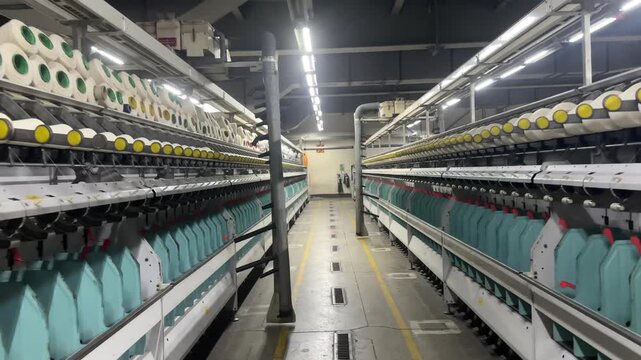 Modern Textile Spinning Factory with Automated Yarn Production Machines
