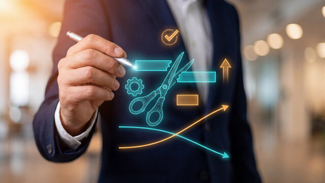 Cost reduction concept streamlining business operations through budget optimization expense cutting and efficient resource management for improved profit margins growth and corporate success