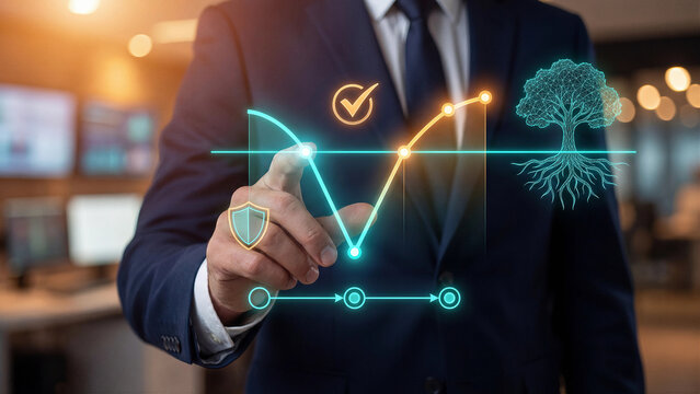 Business recovery concept bouncing back from economic downturn through strategic planning growth chart financial stability and sustainable rebuilding for long term success and prosperity