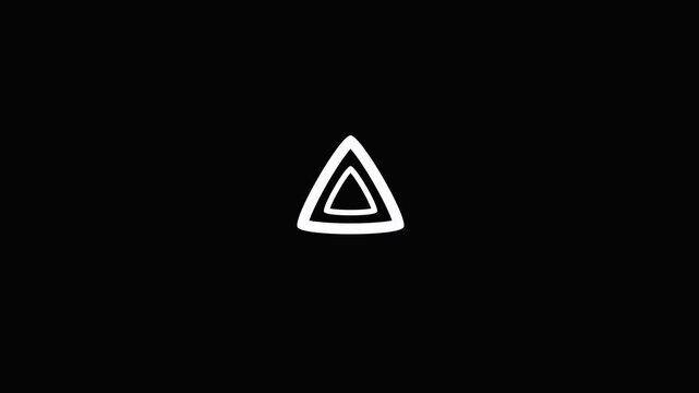 Abstract triangles expanding animation geometric motion background, black white