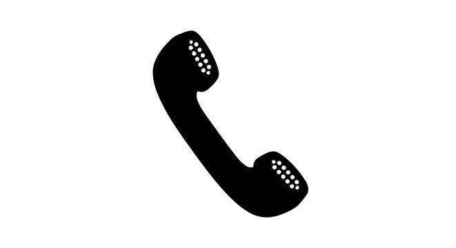 Vector illustration of black silhouette of a vintage telephone handset on a transparent background