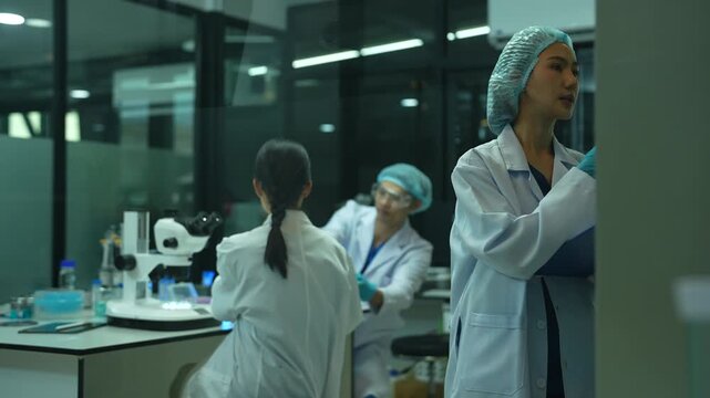 scientist in laboratory for medical study, research or experiment.