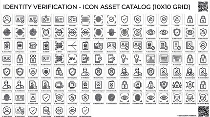 Fototapeta premium Digital Identity Verification Black Line Icons – KYC Security Vector Pack