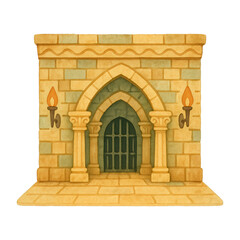 Fototapeta premium PNG Medieval stone castle entrance illustration.
