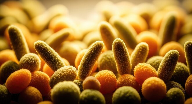 Close-up of bacteria and microorganisms.
