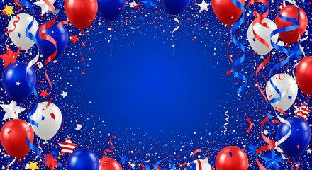 Fototapeta premium Colorful Fireworks Explosion Celebration in Night Sky with Blue Background