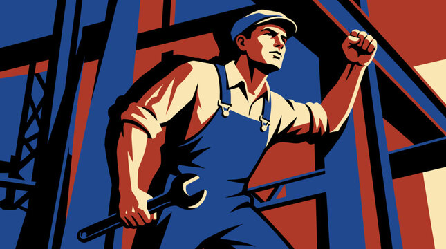 Industrial Worker in Action iron worker vector