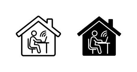 Fototapeta premium Home Office Icons, Remote Work Vector Graphics, Freelancer Workspace Symbols, Digital Nomad Setup Illustrations