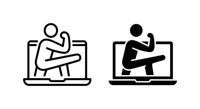 Online Fitness Coaching Icon Set, Digital Workout Training Graphics, Remote Exercise Support Symbols, Healthy Lifestyle Digital Assets