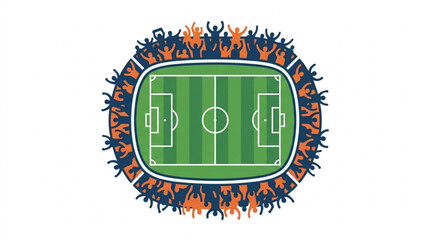 Aerial view of a soccer stadium filled with cheering fans. © Refa