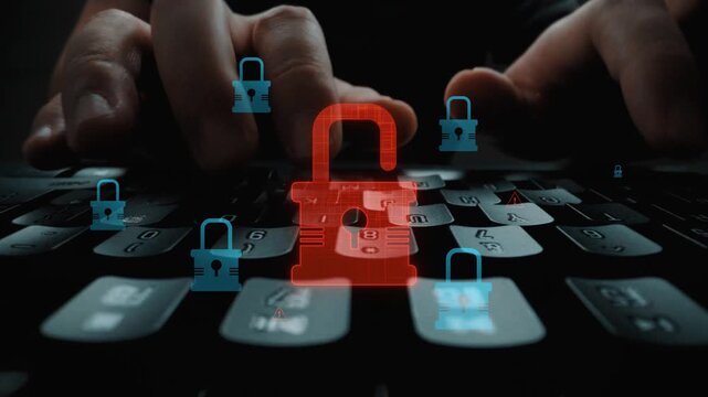 Digital security concept illustrating a cybersecurity breach, with a red unlocked padlock indicating data exposure among secure systems, emphasizing system vulnerability and risk Marrow