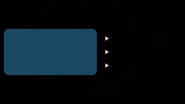 Minimalist Infographic Info Card Motion Graphics Template with Blue Rectangle and Bullet Points on Black &mdash; Screen Mode Overlay Video Asset
