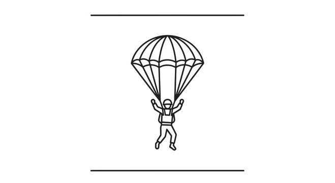Parachutist Descending with Open Parachute, Skydiving Adventure Icon