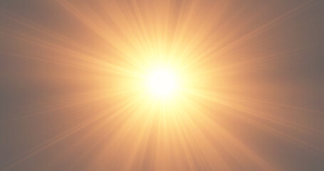 Naklejka premium Intense Golden Sun Burst in the Center with Panoramic Radial Rays on Warm Neutral Background