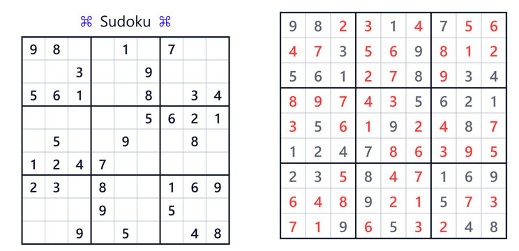 Sudoku puzzle with numbers filled in and instructions on top  
