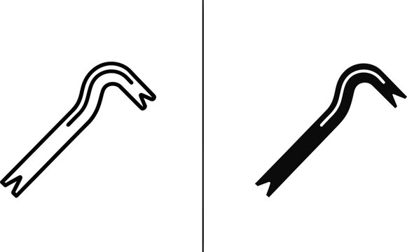 Crowbar icons in outline and solid fill on white background for design