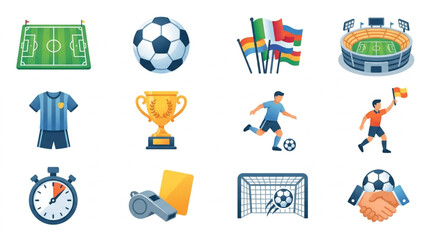 Fototapeta premium Collection of Soccer Football Sport Icons and Symbols.
