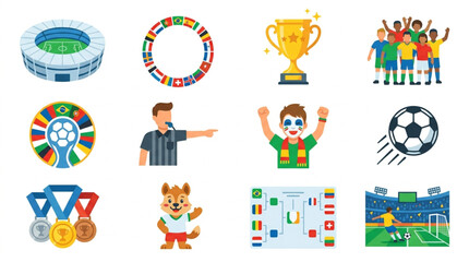 Fototapeta premium Collection of Soccer Football Sport Icons and Symbols.