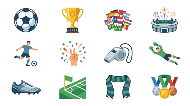 Collection of Soccer Football Sport Icons and Symbols.