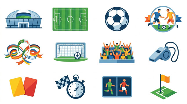 Collection of Soccer Football Sport Icons and Symbols.