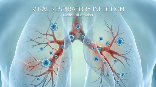 Viral respiratory infection medical illustration