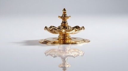 Obraz premium Golden Offering Bowl Statue Symbolizing Ritual Abundance and Sacred Tradition