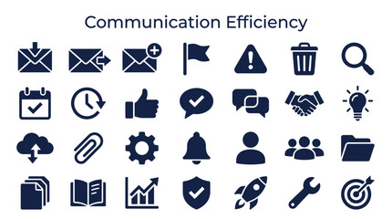 Fototapeta premium Communication Efficiency Icons Set Representing Various Business and Technology Concepts