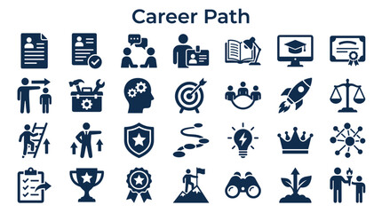 Fototapeta premium Career path icons representing professional growth success strategy planning and achievement in business