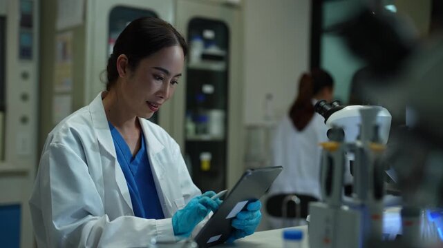 scientist in laboratory for medical study, research or experiment.