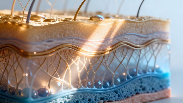 Skin layer structure with light reflection