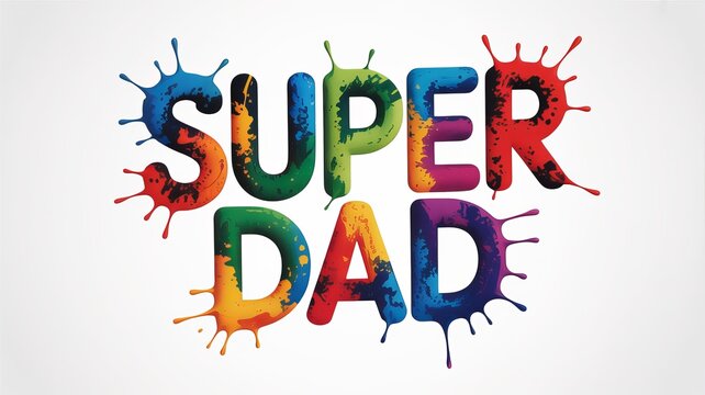 A colorful and vibrant graphic design celebrating a Super Dad on Father's Day