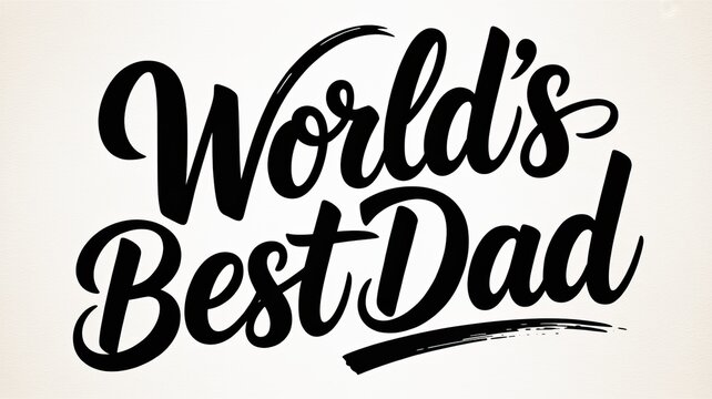 A stylized typographic design reading World's Best Dad in elegant black cursive script