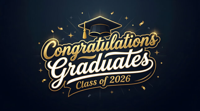 Golden Congratulations Graduates Class of 2026 Lettering Sign