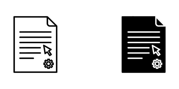 Document icon with gear and cursor settings and options document settings