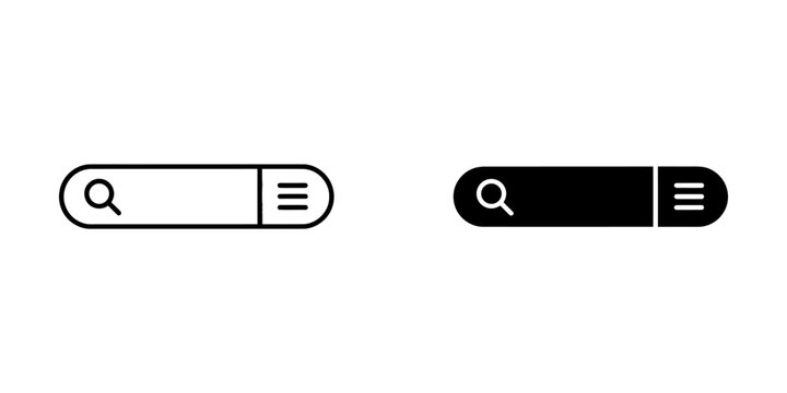 Search bar and menu icons for web or application interface with one is outlined