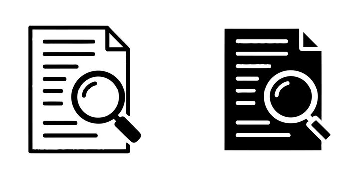 Document analysis with magnifying glass icon vector illustration, document manag